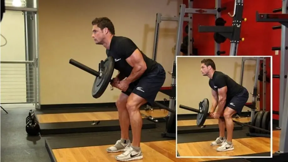 example showing how to perform the steps to a Bent Over Two-Arm Long Bar Row https://get-strong.fit/Fitness